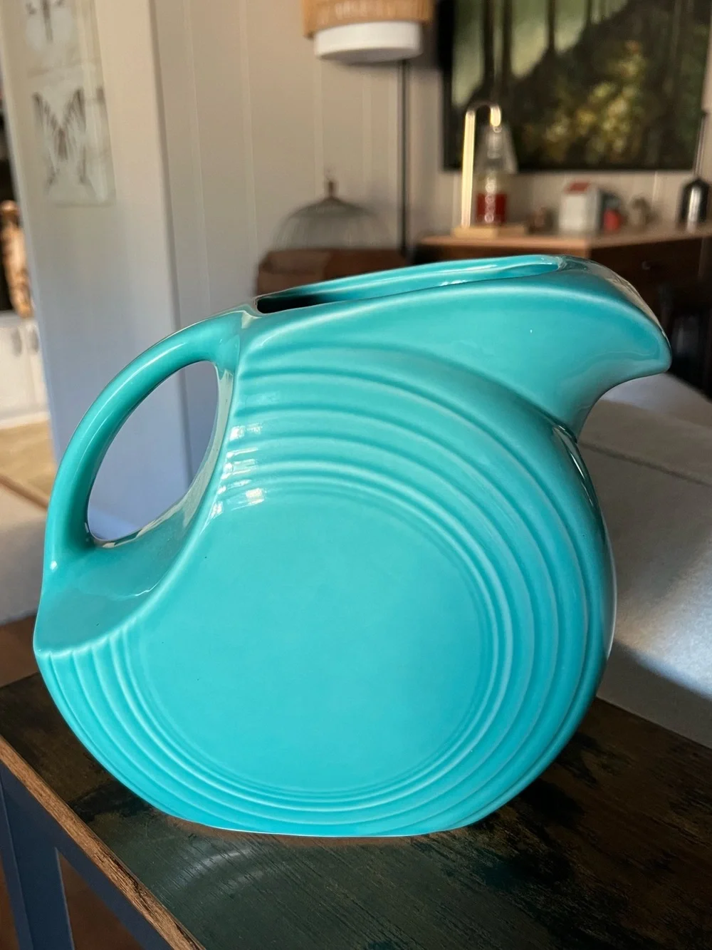 Fiesta Large Disk Pitcher Turquoise Blue Homer Laughlin